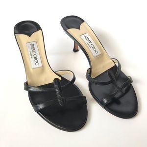 JIMMY CHOO strappy kitten sandal heel size 7 Black